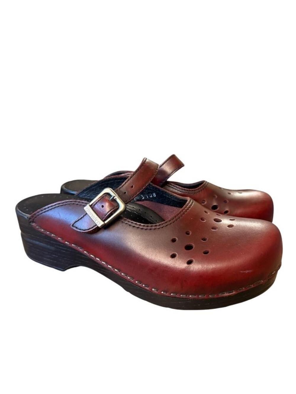 Dansko Merrie Mary Jane Clog Oxblood Women size 40 US 10